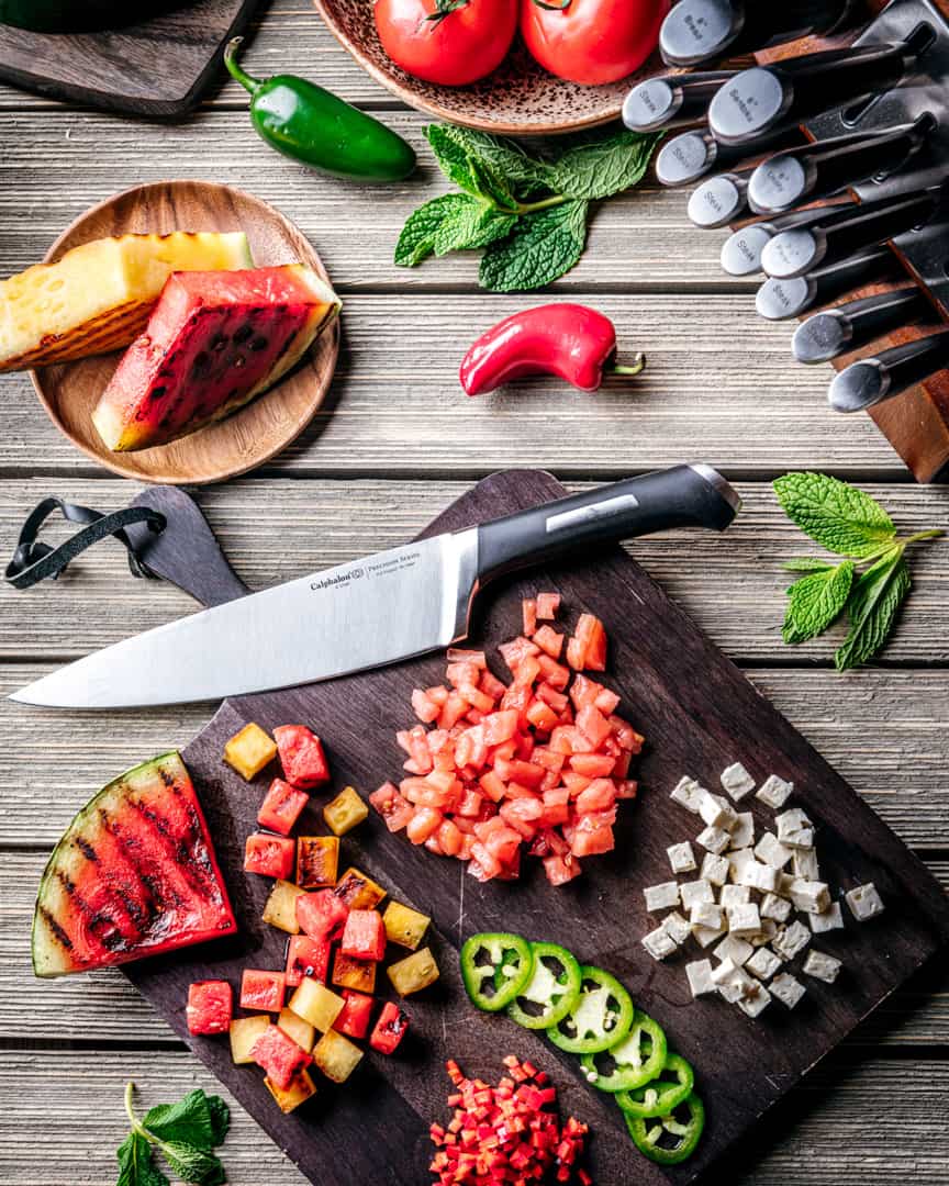 Spicy grilled watermelon salad