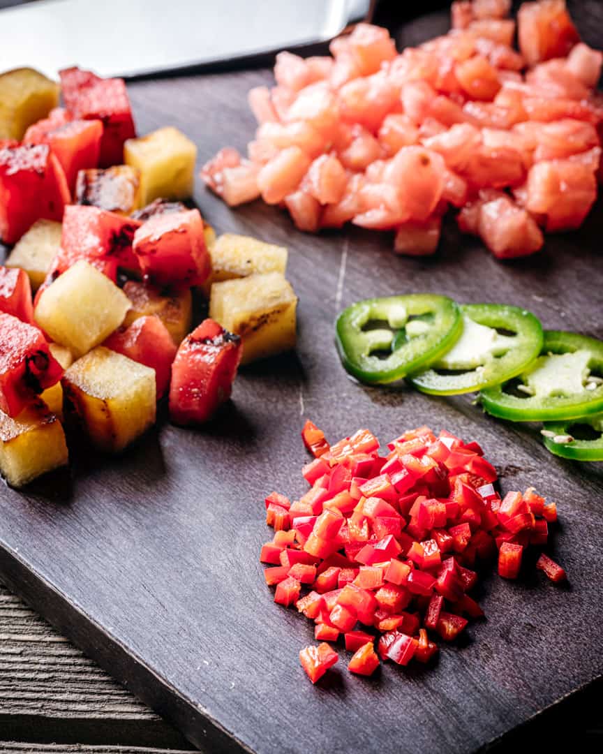 Diced watermelon salad