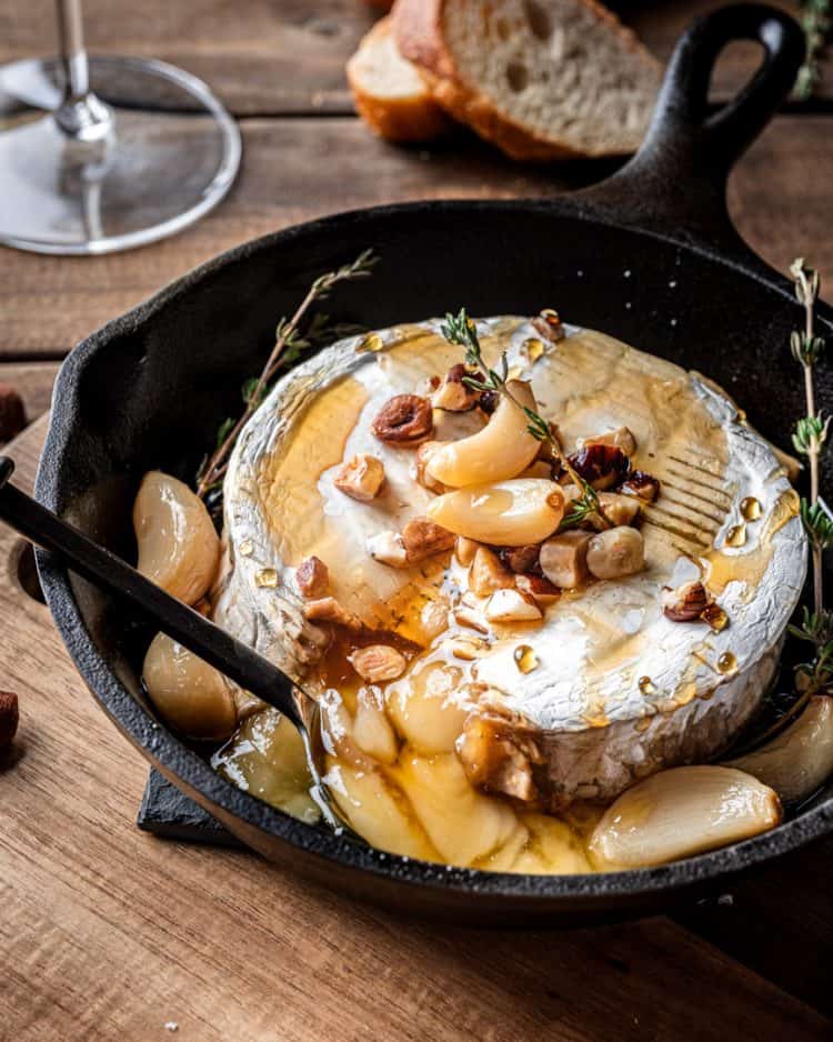 Hazelnut Honey Garlic Baked Brie - Cooking With Wine Blog