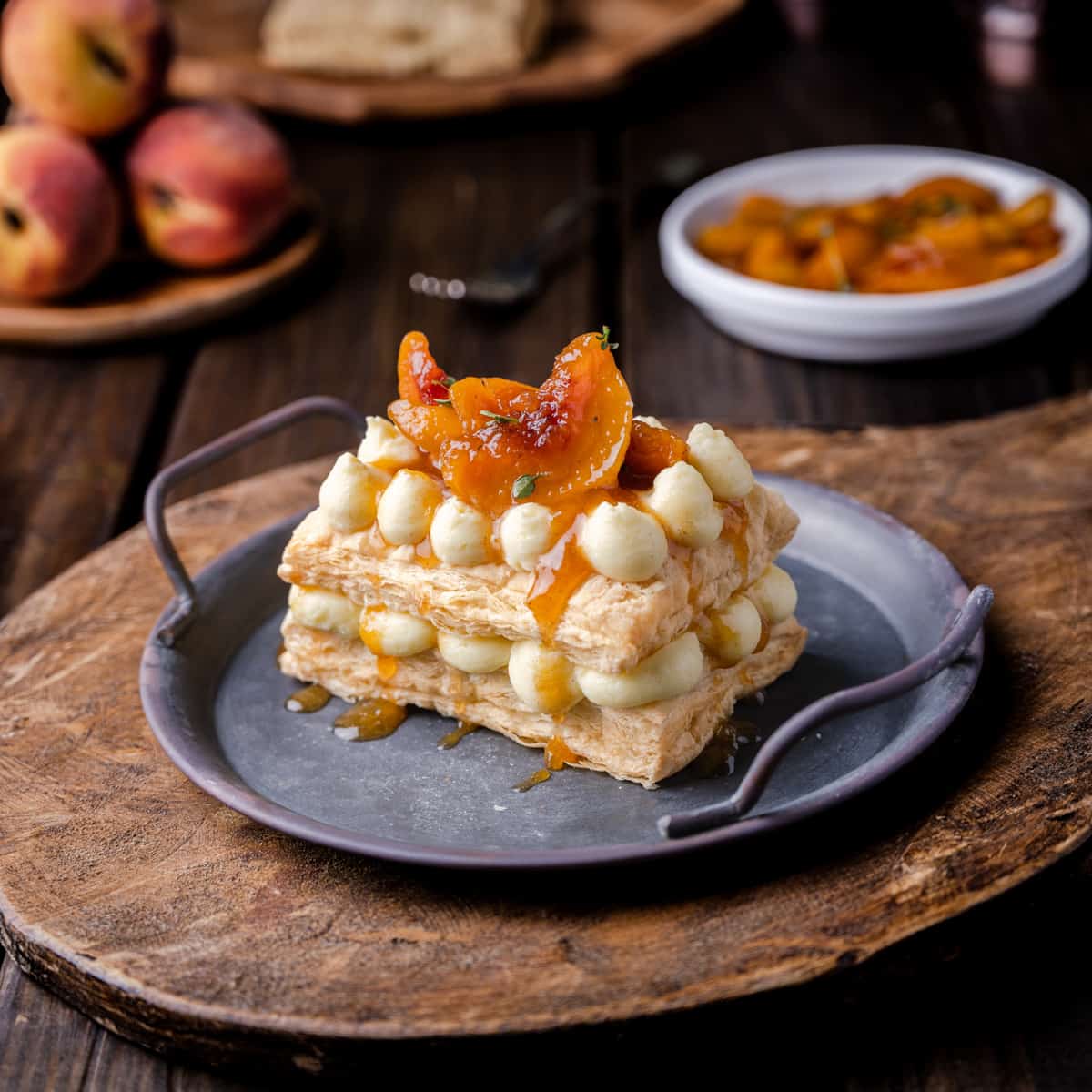 Peach Mille-Feuille with Bavarian Cream