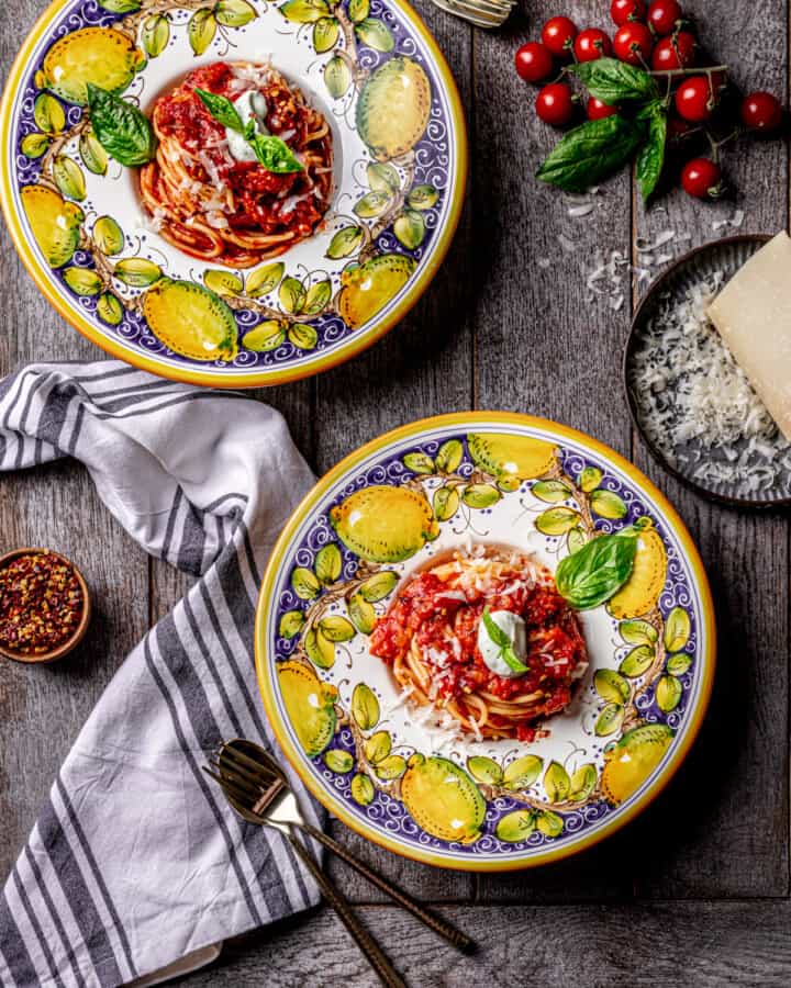 Pasta al Sugo di Pomodoro with Whipped Basil Ricotta - Cooking With ...