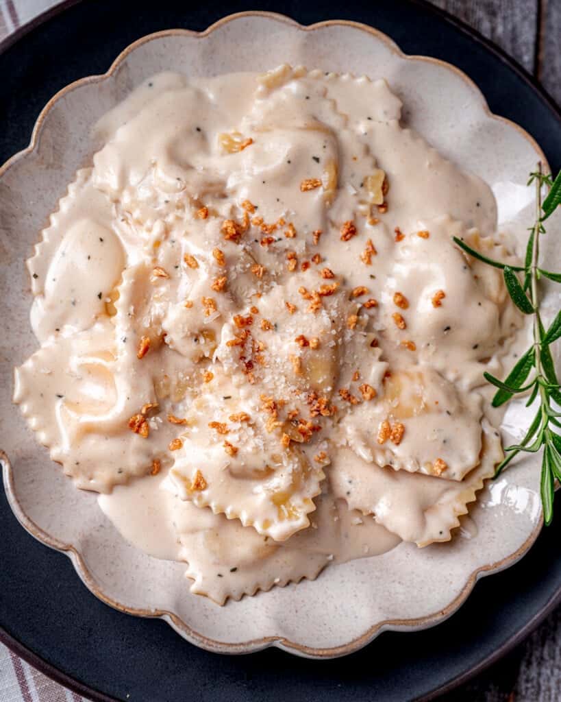 Butternut Squash Ravioli with Rosemary Cream Sauce