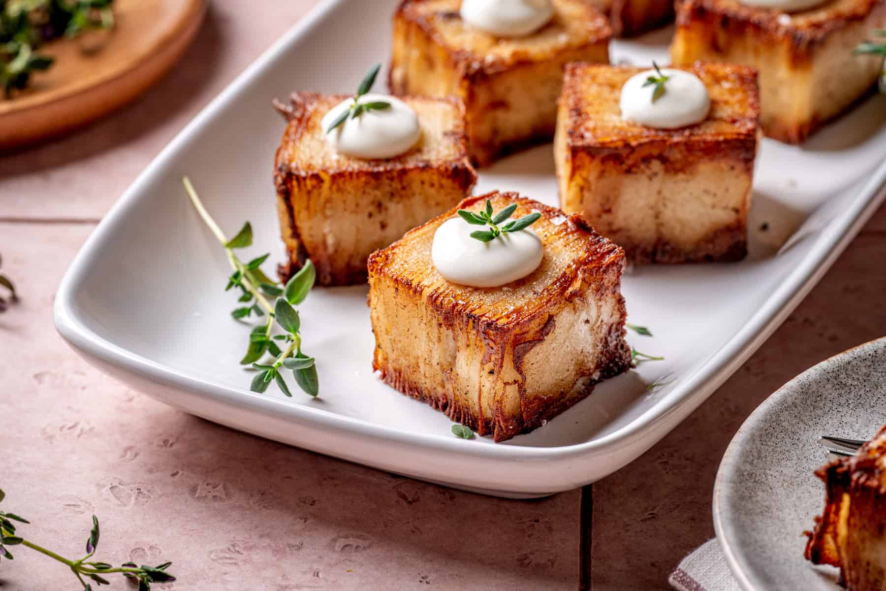 Garlic Parmesan Potato Pave with Creme Fraiche