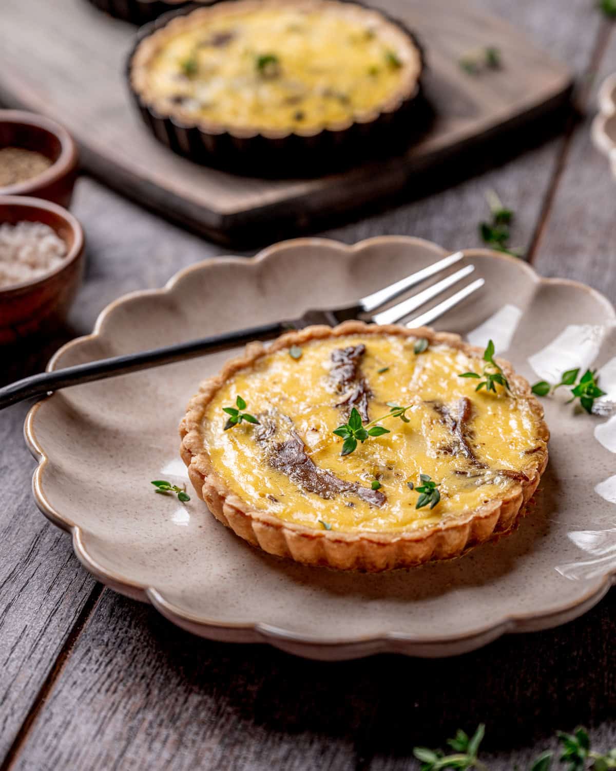 Mushroom Leek and Gruyere Mini Quiche