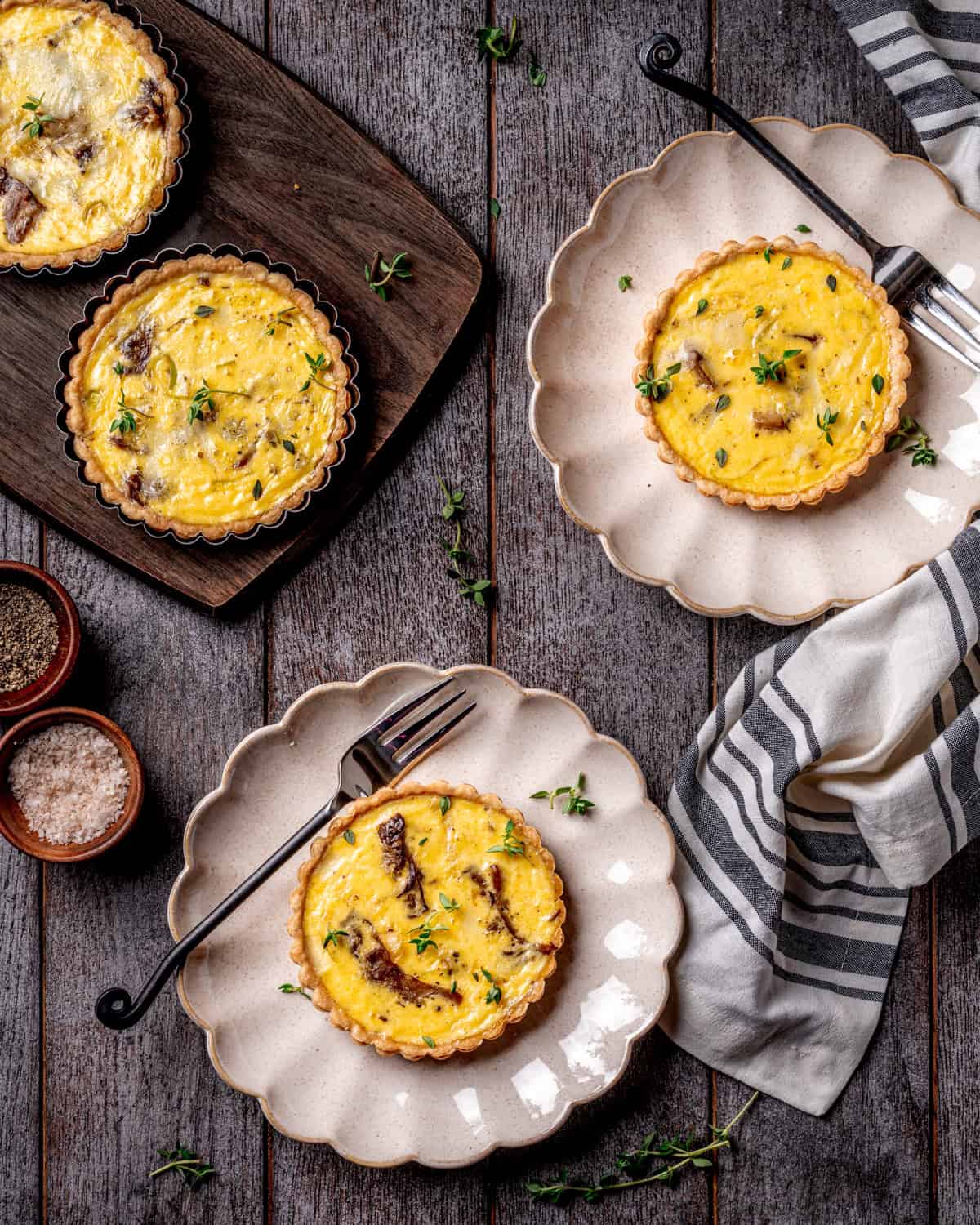 Mushroom Leek and Gruyere Mini Quiche