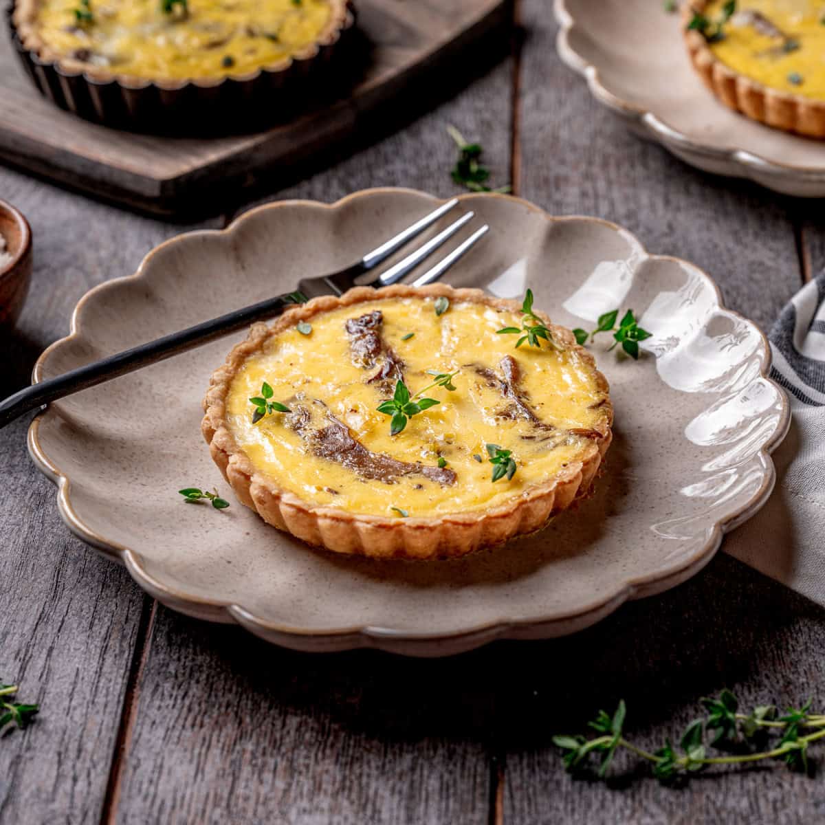 Mushroom Leek and Gruyere Mini Quiche