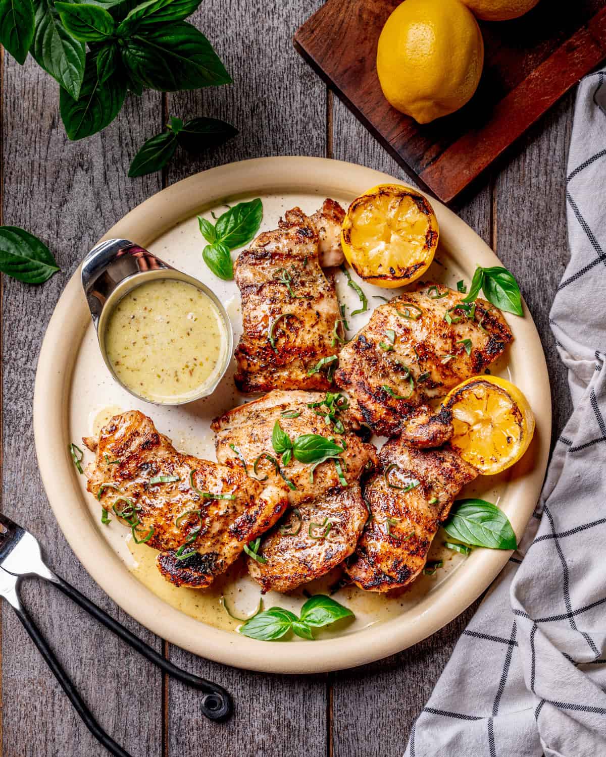 Italian Herb Grilled Chicken Thighs with lemon Vinaigrette