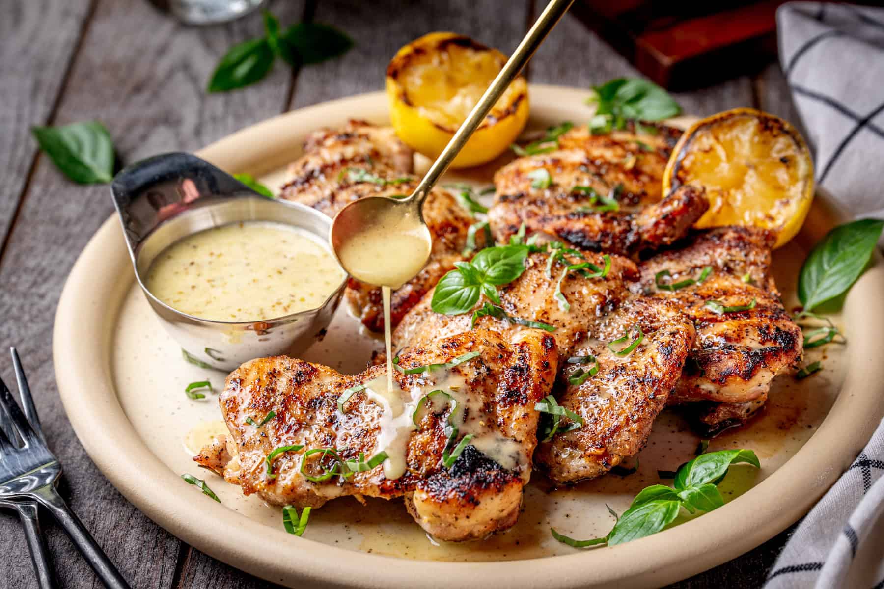 Italian Herb Grilled Chicken Thighs with lemon Vinaigrette