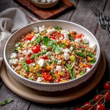 Summer Farro Salad with Zucchini Asparagus and Feta