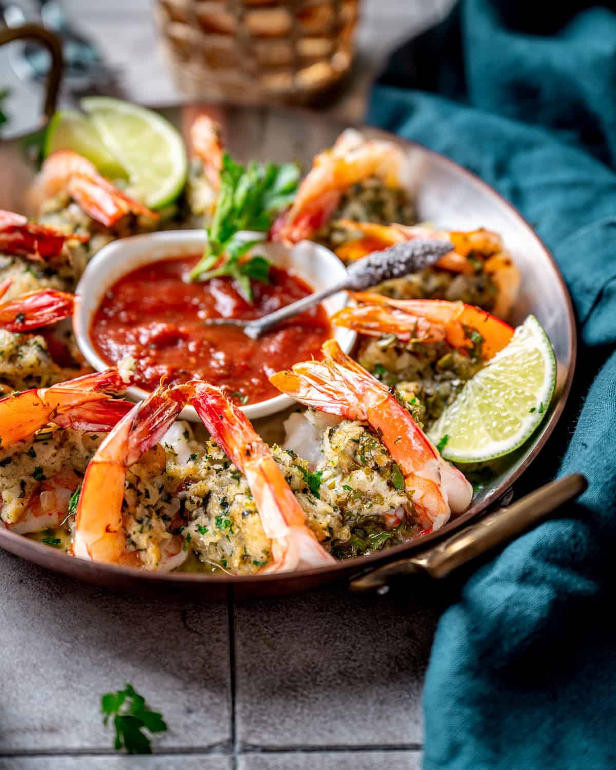 Italian Herb Stuffed Shrimp with Lime Butter