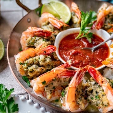 Baked Italian Herb Stuffed Shrimp with Lime Butter