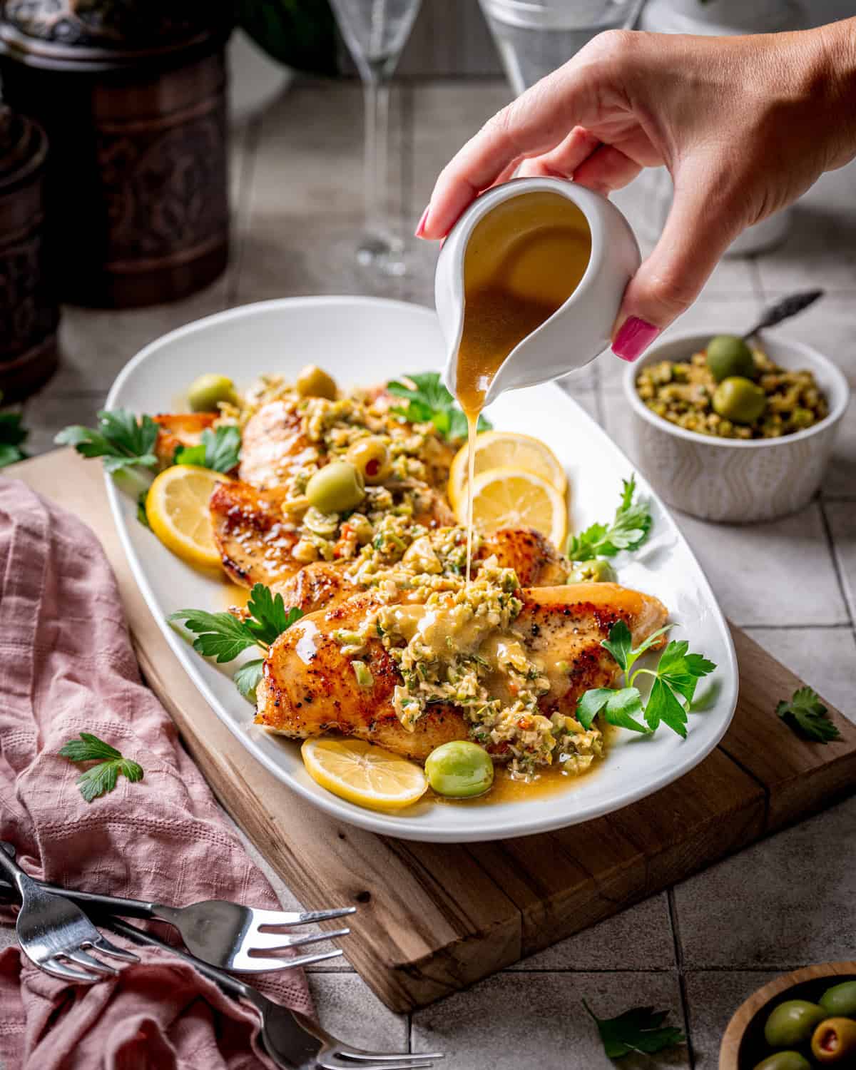 Martini Chicken with Homemade Olive Tapenade