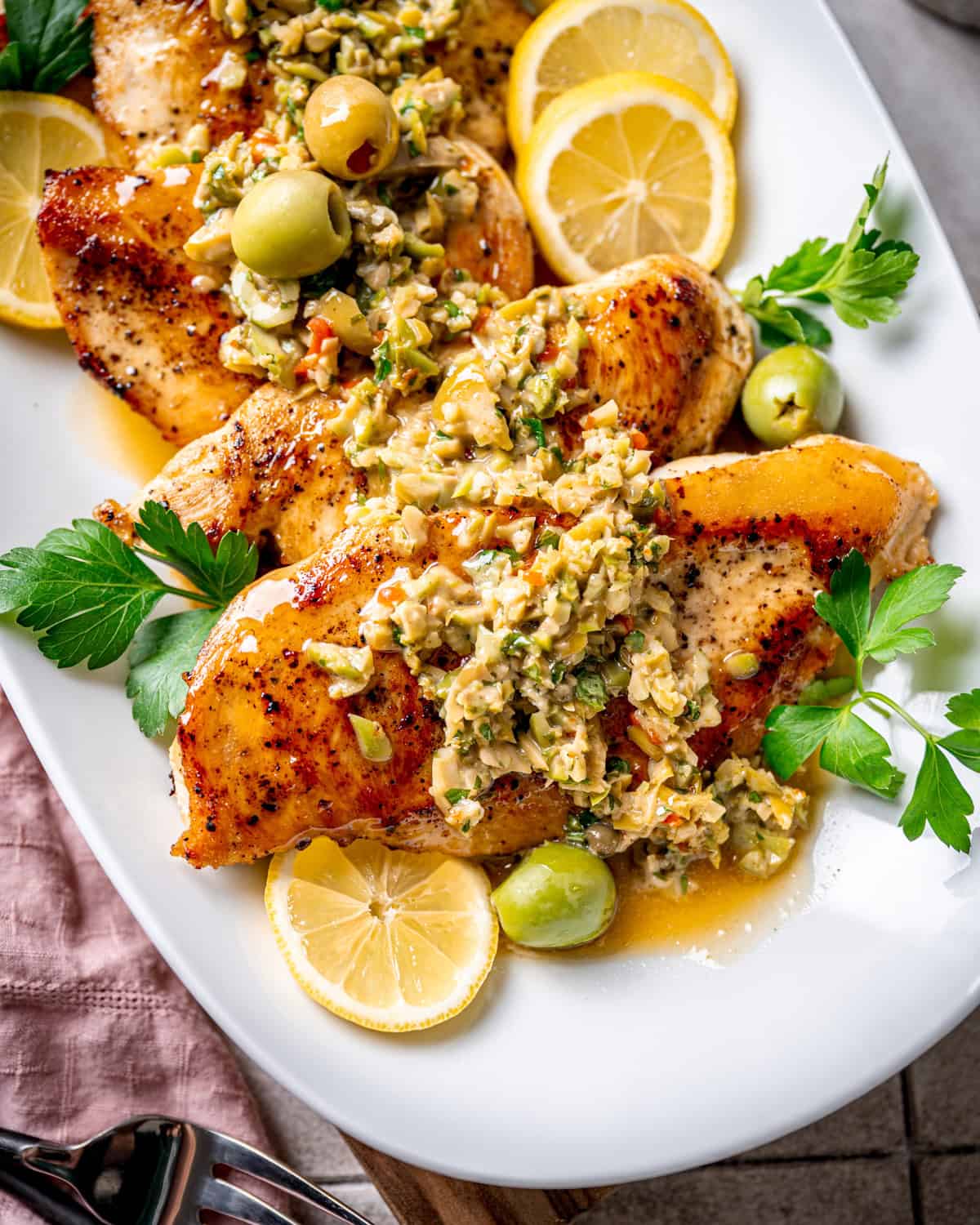 Martini Chicken with Homemade Olive Tapenade