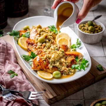 Martini Chicken with Homemade Green Olive Tapenade