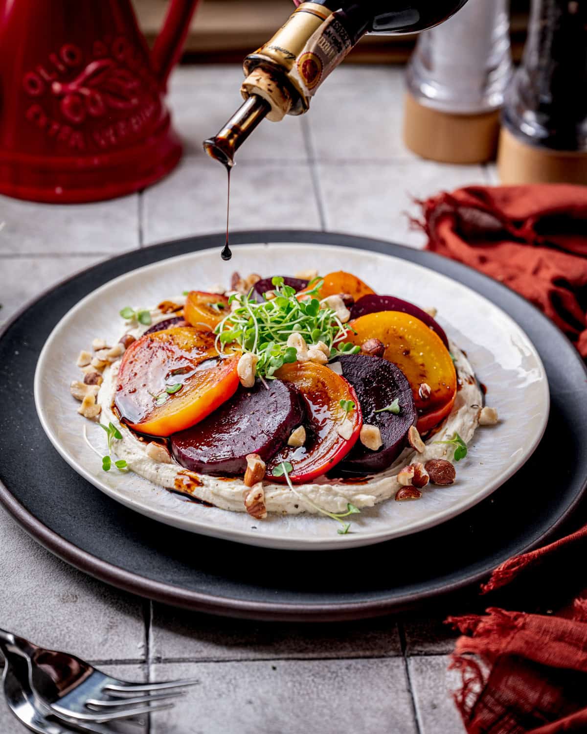 Roasted Balsamic Beets with Whipped Goat Cheese