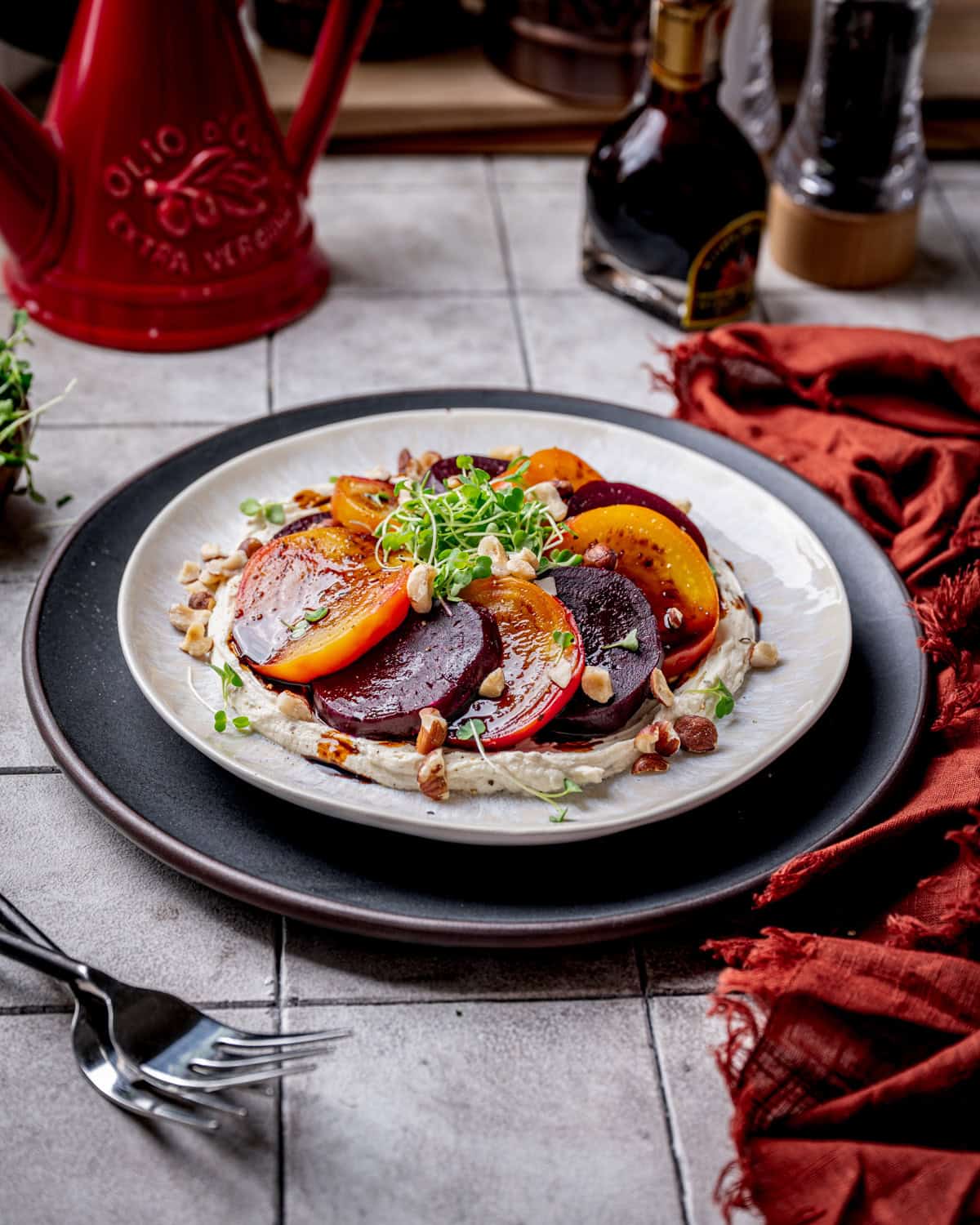 Roasted Balsamic Beets with Whipped Goat Cheese