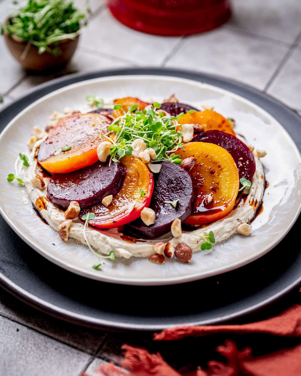 Roasted Balsamic Beets with Whipped Goat Cheese