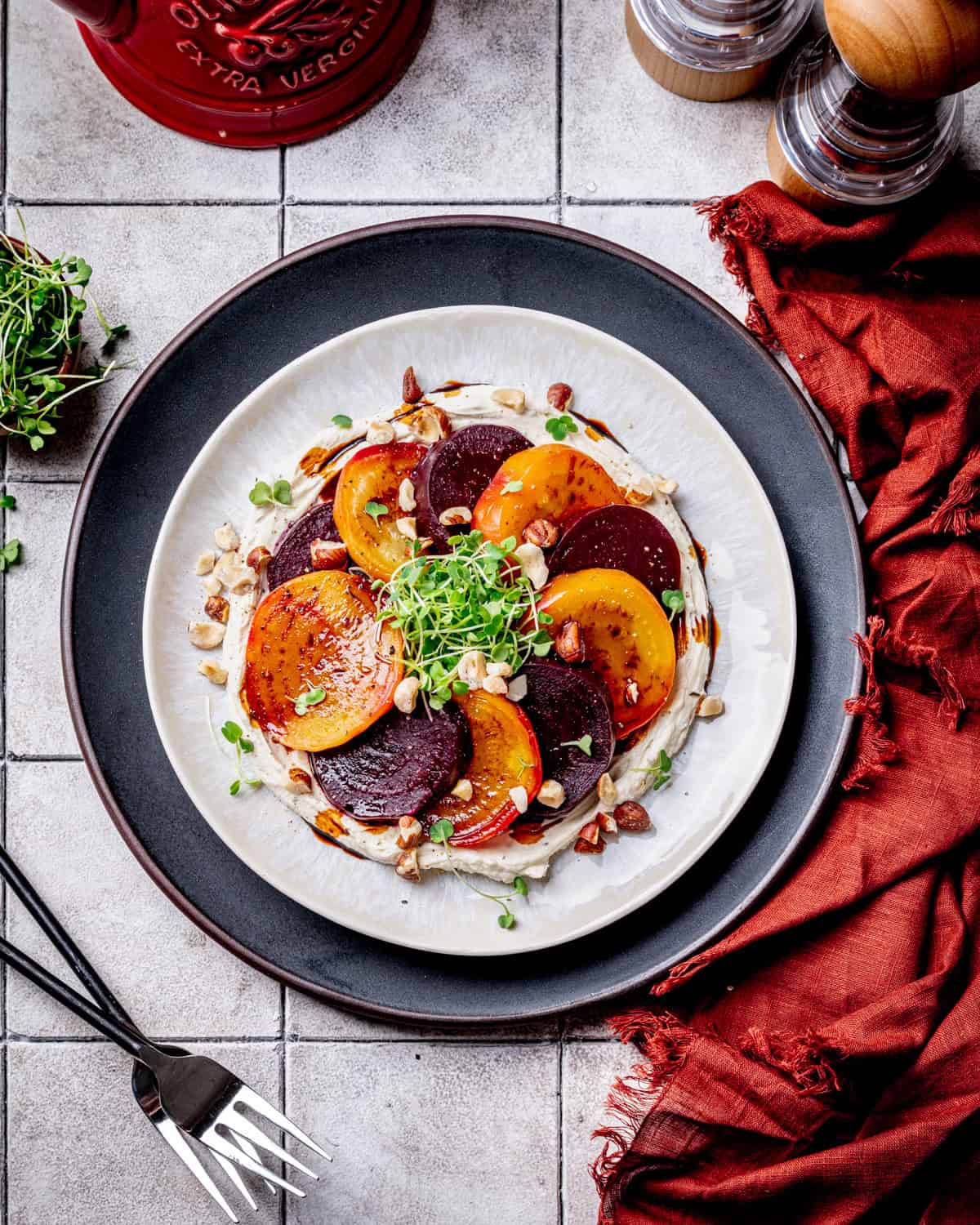 Roasted Balsamic Beets with Whipped Goat Cheese