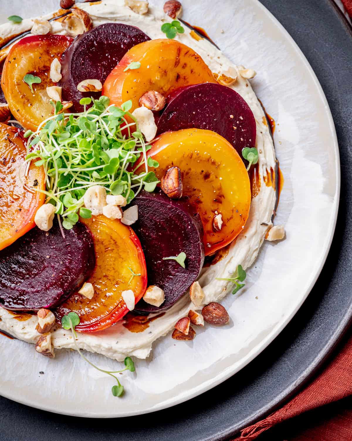 Roasted Balsamic Beets with Whipped Goat Cheese