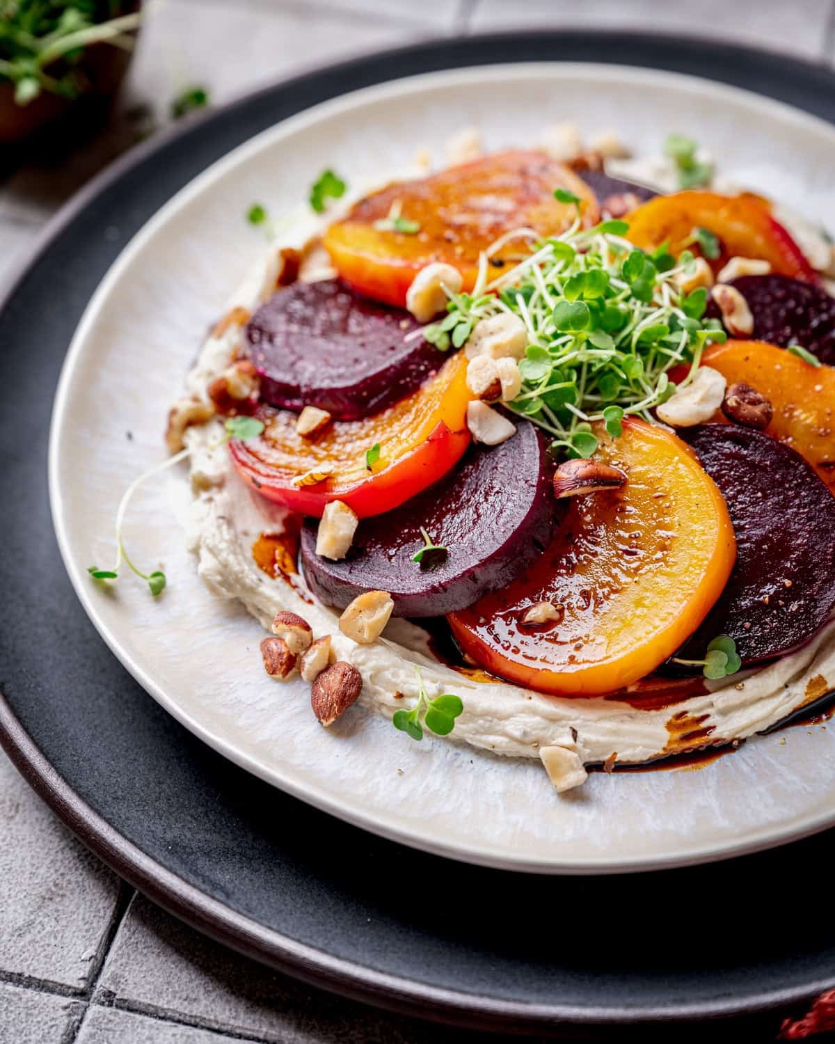 Roasted Balsamic Beets with Whipped Goat Cheese