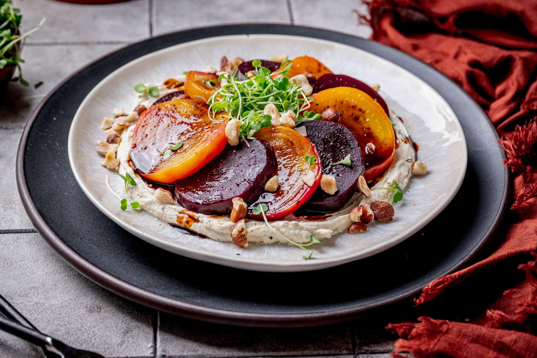 Roasted Balsamic Beets with Whipped Goat Cheese