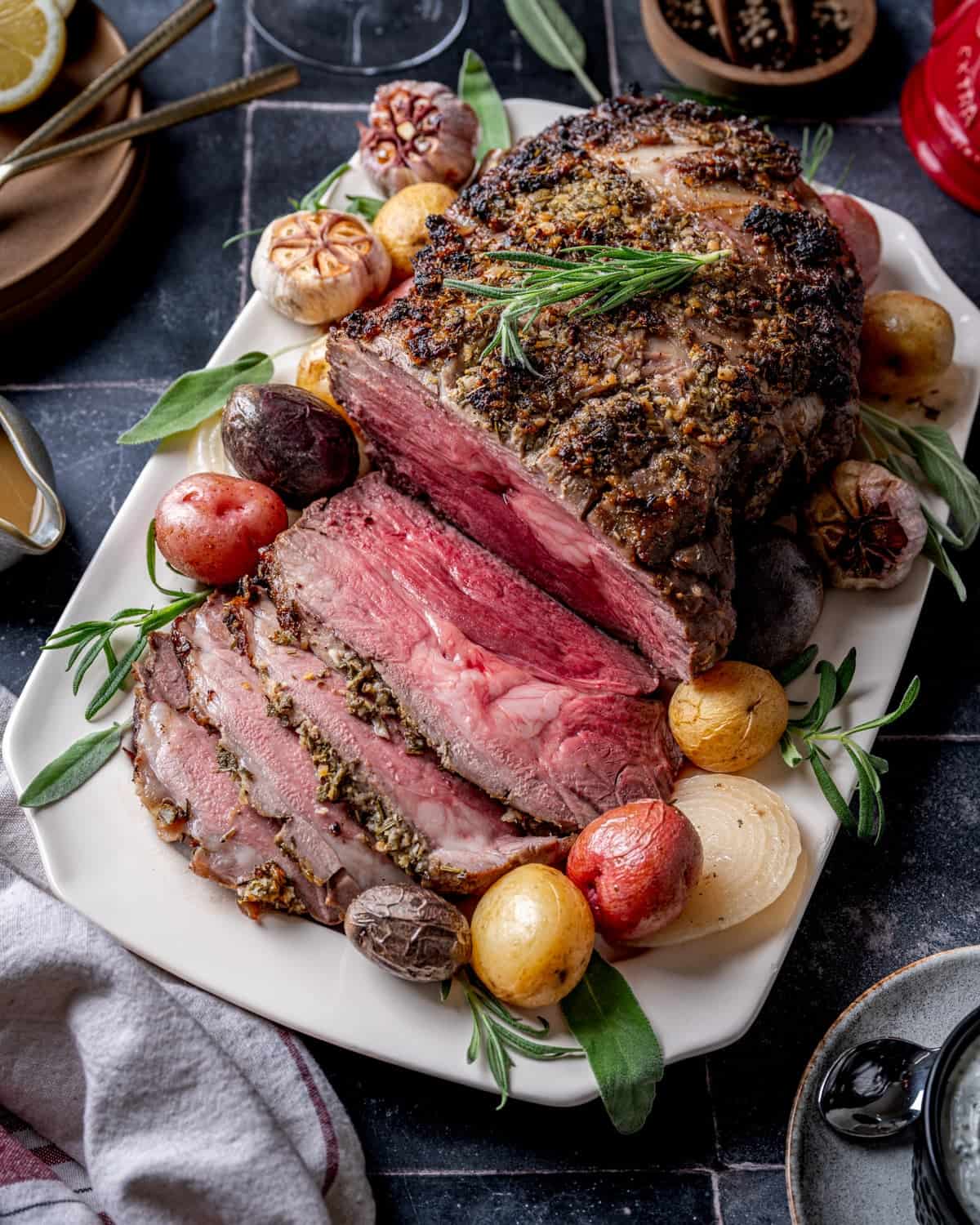 Slow-Roasted Boneless Italian Leg of Lamb with Potatoes