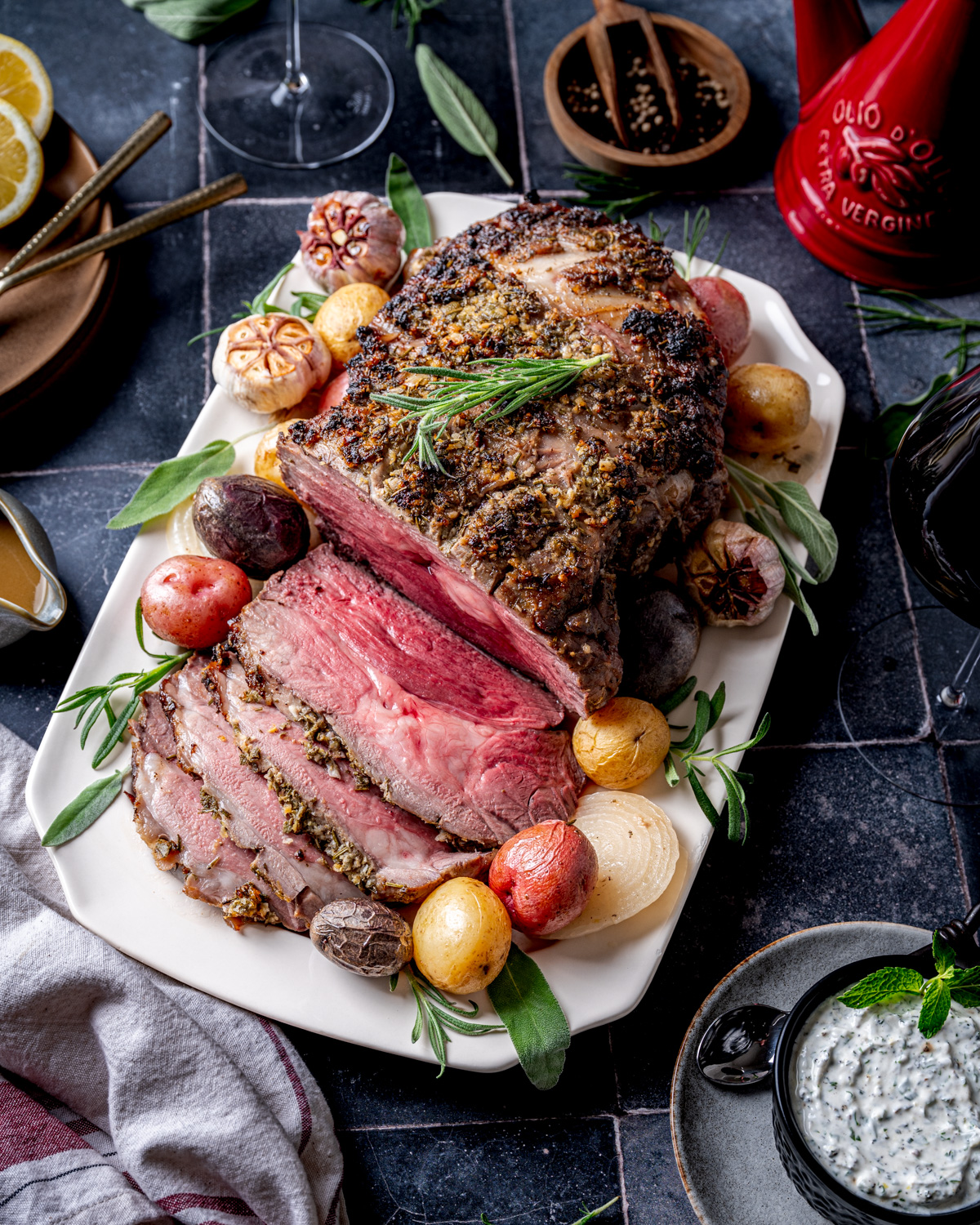 Slow-Roasted Boneless Italian Leg of Lamb with Potatoes