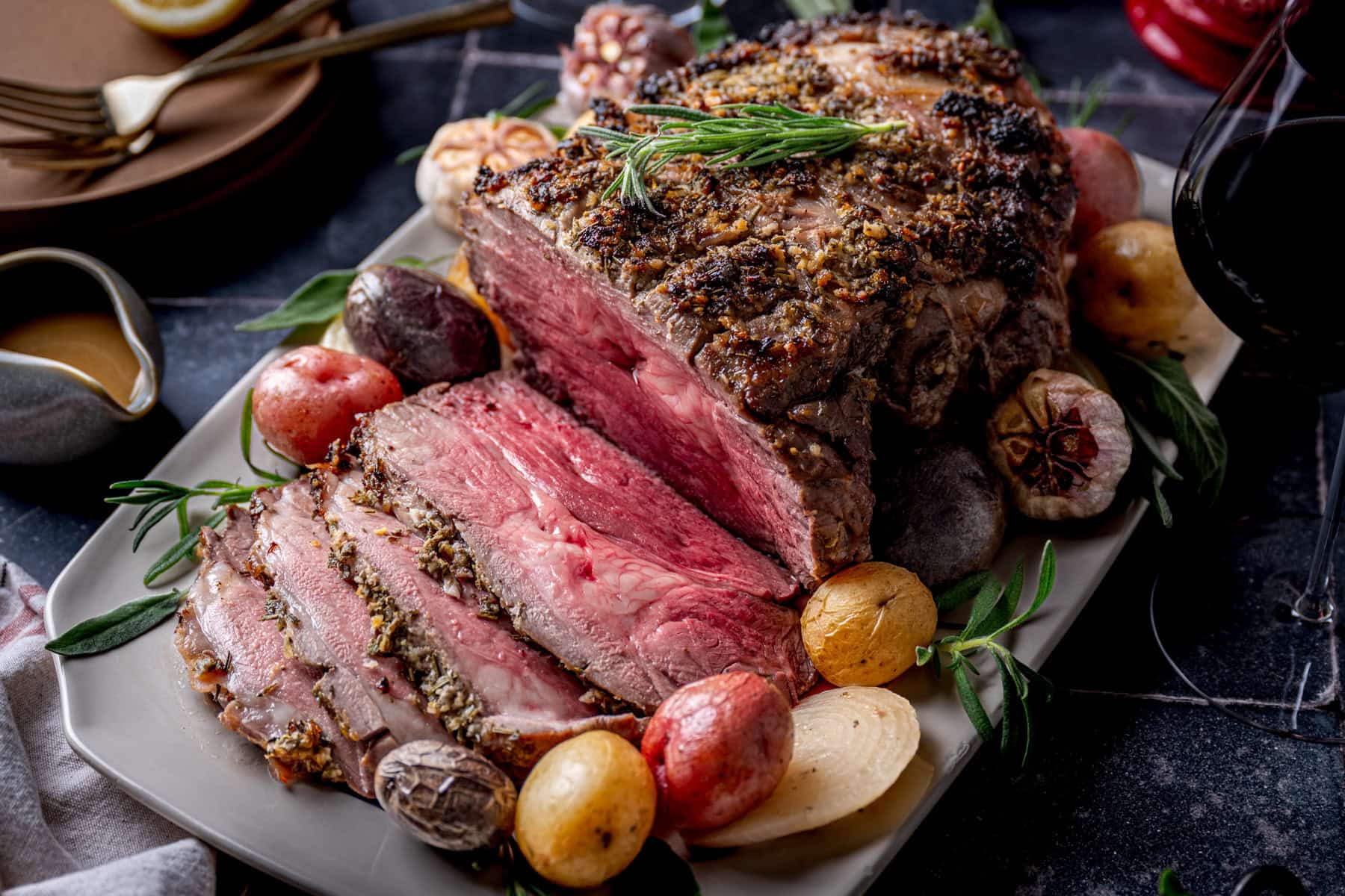 Slow-Roasted Boneless Italian Leg of Lamb with Potatoes
