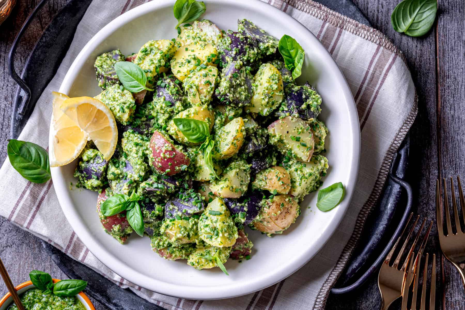 Lemony Basil Pesto Potato Salad (Easy Summer Side)
